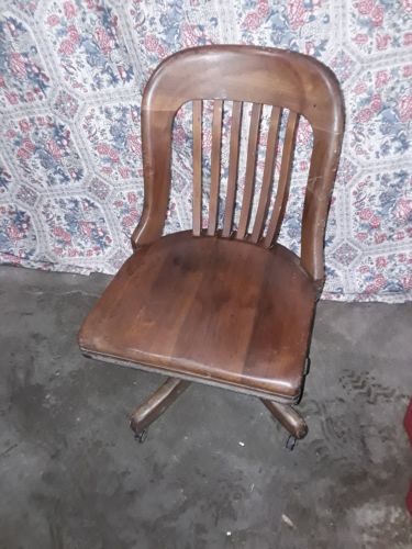 Antique SWIVEL OFFICE CHAIR WOODEN Banker Lawyer 1900s Taylor Chair Co