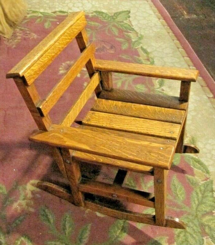 antique quarter sawn oak child rocking chair