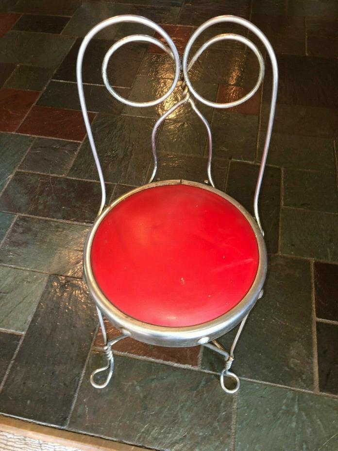 Vintage Child's Wire Frame Cafe /  Ice Cream Chair Wood Seat Made in Canada