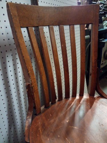 Vintage Wood Swivel Office Chair