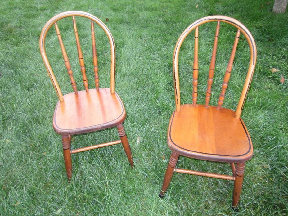 Antique Youth's Wooden Hitchcock style Stenciled Chairs (12 Avail.)