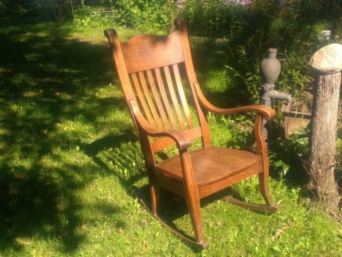 Antique, Turn of the Century, Webster, Large Oak Rocking Chair. 1890's 1900