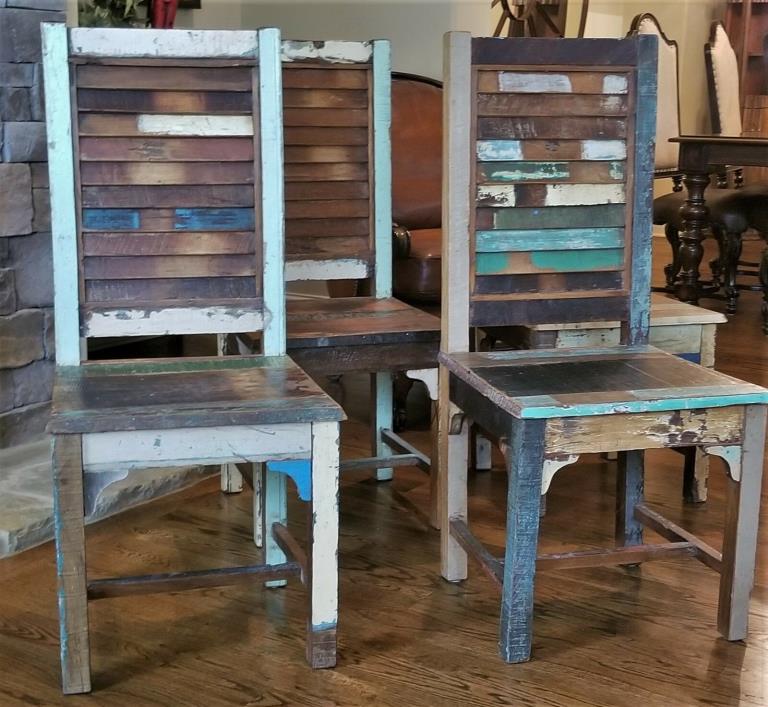 PR ANTIQUE RUSTIC FARMHOUSE BOAT WOOD DINING ACCENT CHAIR OLD PAINT 2 AVAILABLE