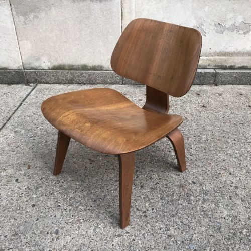 Vintage Rare And Early Eames Walnut LCW For Evans Pre Herman Miller 1940s