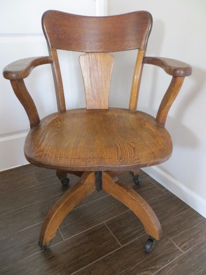 Sikes Office Swivel Rocking Chair Oak Prescott AZ Good Vintage Condition OLD