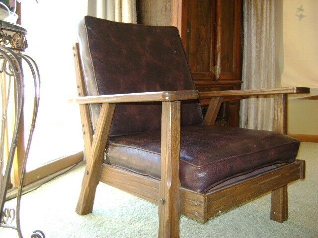 Brandt ranch oak arm chair  vintage 1900  HIGHLY COLLECTIBLE