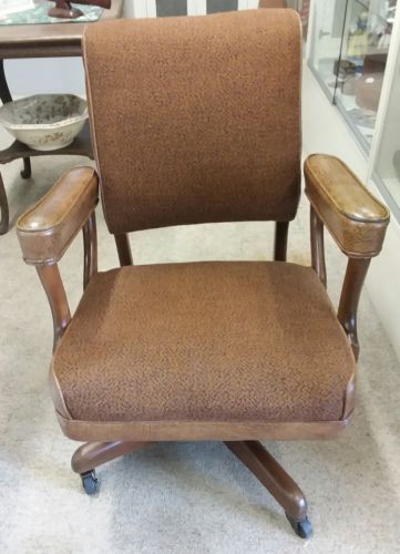 Vintage Genuine Lawyers / Bankers W H Gunlocke Office Chair Leather & Upholstery