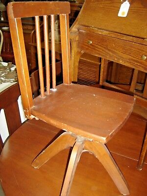 Antique Child's Swivel Desk Chair. Poplar stained red mahogany.7913