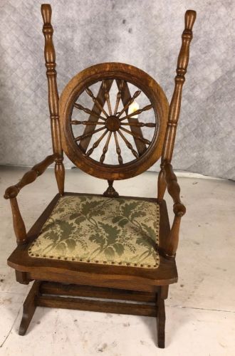 antique rocking chair skillfully made from a spinning wheel SEE ALL PICTURES