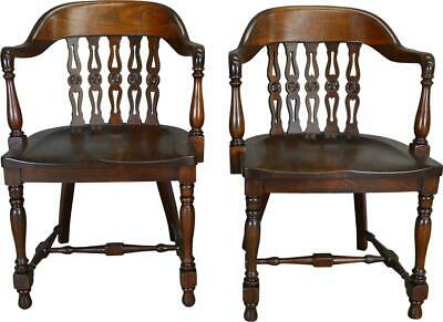 17410 Pair of Walnut Lawyers Bankers Arm Chairs