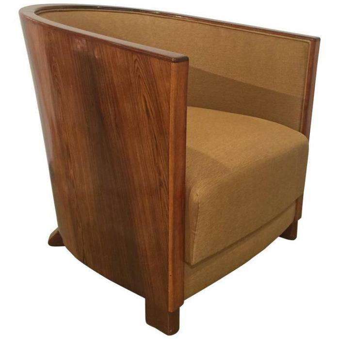 RARE Antique French Art Deco Wood Tub Chair armchair vintage
