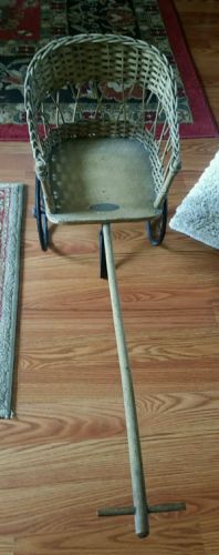 Antique primitive Gendron wicker furniture pull carriage RARE early 1900s