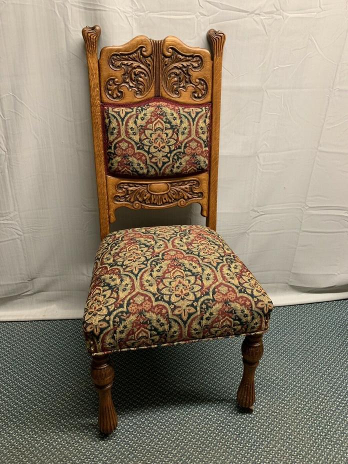 Antique Carved Oak Side Desk Chair
