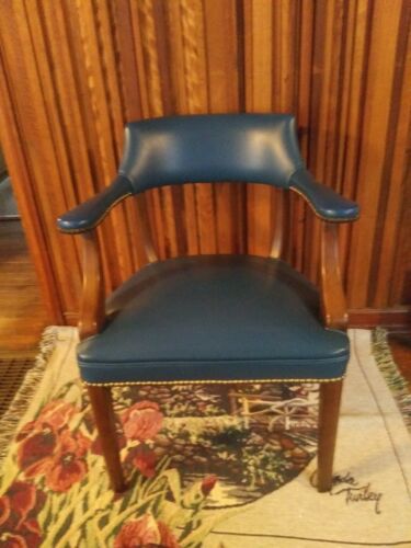 VINTAGE BLUE OFFICE CHAIR 100% LEATHER