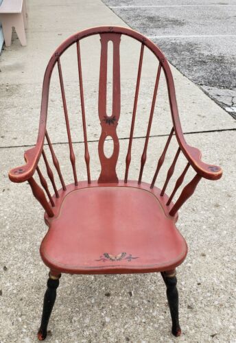 Antique Stickley Bros Toll Painted Windor Armed Chair Quaint American Furniture