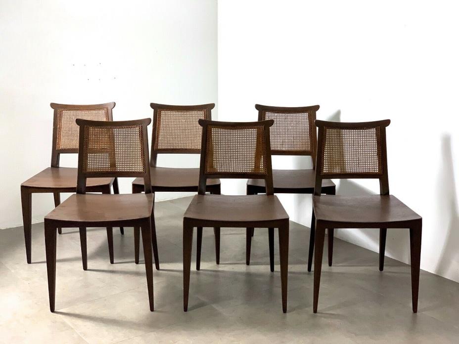 Set 6 Edward Wormley Dunbar Cane Dining Chairs Mid Century Modern Asian Vintage