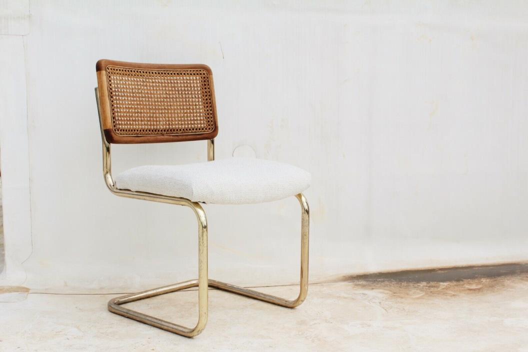 vintage cane back brass chairs