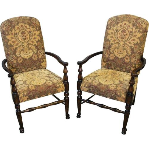 Chenille Upholstery Pair 2 Armchairs Side Chairs Dining Settee Sofa Vintage