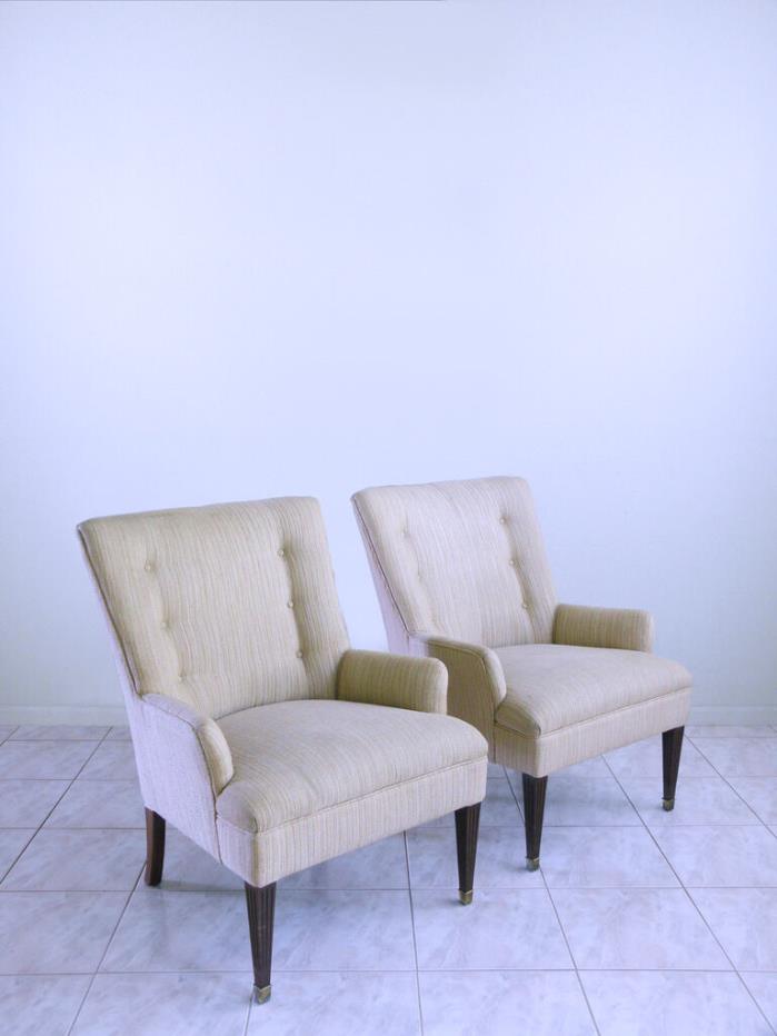 mid century mod french LOUIS XVI hollywood regency HIGH BACK lounge arm chairs