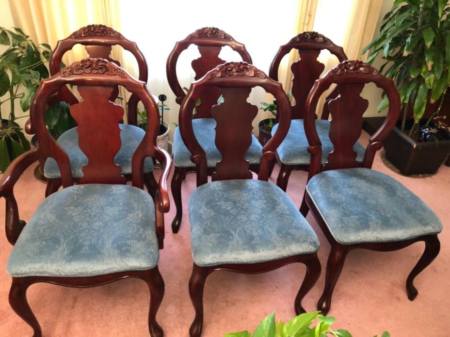 Lot of 6 Victorian Style Dining Room Chairs by Kimball Furniture Reproductions