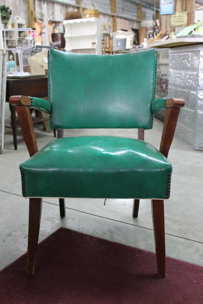 Vintage Wood Green Library Office Side Arm Chair