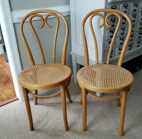 2 THONET ? ROMANIA CHAIR BENTWOOD CAIN PARLOR  MID CENTURY HEART CAFE FREE SHIP