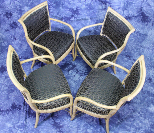 Exquisite Set Four 4 Bentwood Upholstered Dining Chairs Armchairs Side Dining