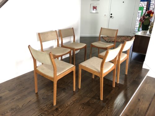 Mid Century Set Of Six Benny Linden Danish Modern Teak Dining Chairs