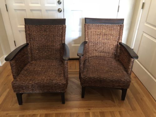 Pier One Two Chairs Rattan Pair No Cushions