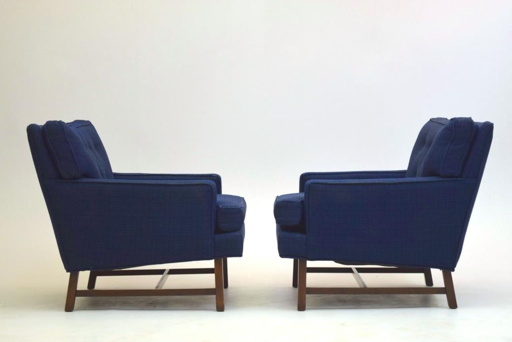 Lounge chairs by Harvey Probber Vintage Mid Century Modern dunbar blue