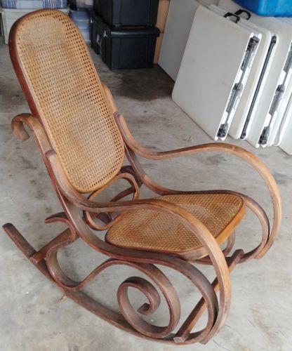 Vintage Thonet Style Bentwood Rocker Rocking Chair Bent Wood Wooden