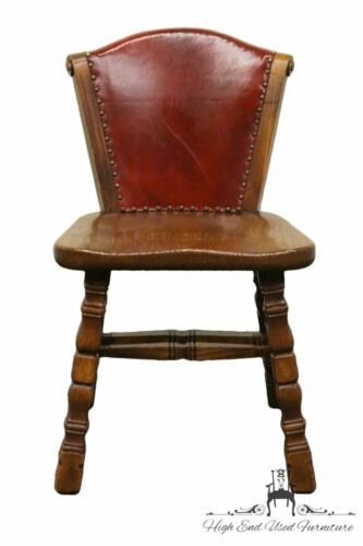 ROMWEBER VIKING OAK Pub Side Chair w/ Red Leather