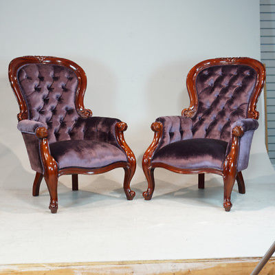 Beautiful pair of Traditional Grandfather Fireside Arm Chairs in Mahogany