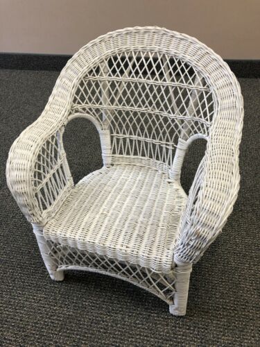 Vintage White Wicker Child's Chair White - Amazing Condition - Antique
