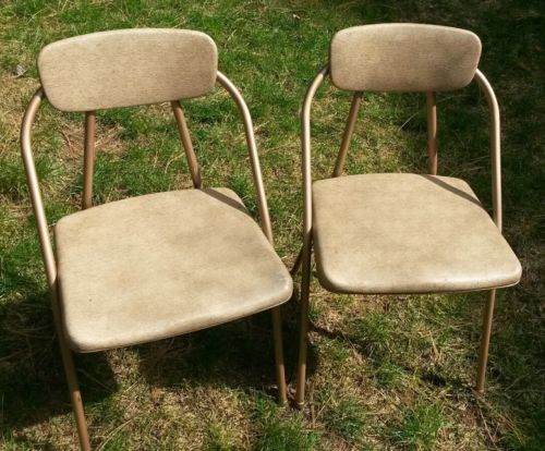 Vintage MCM Stylaire COSCO Folding Chair Set - Set of 2 Beige Chairs