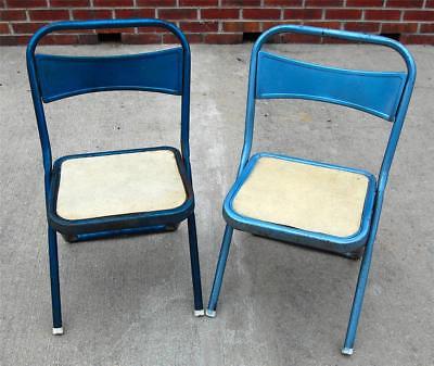 PAIR OF Vintage HAMPDEN  METAL CHILDREN CHAIRS STEAMPUNK