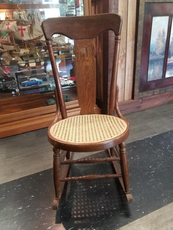 Vintage Cane Seat Splat Back Rocking Chair 34