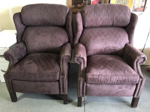 2 HANCOCK & MOORE WOODBRIDGE CHIPPENDALE WING CHAIR RECLINERS