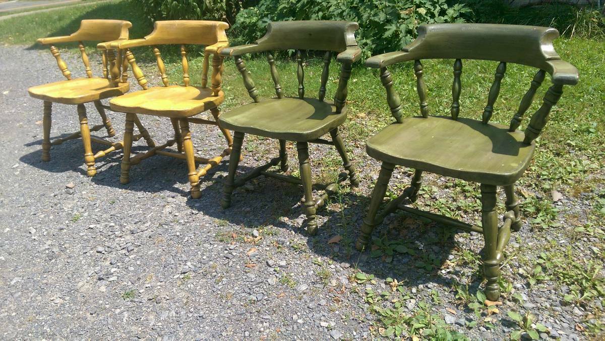 Set of 4 Ethan Allen Dining Chairs Vintage Firehouse Windsor American Foliage