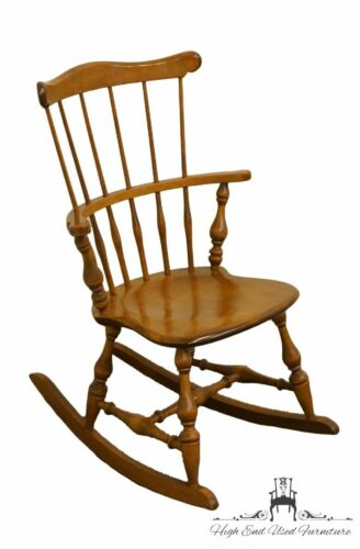 ETHAN ALLEN Heirloom Nutmeg Maple Comb Back Sewing Rocker 10-9700