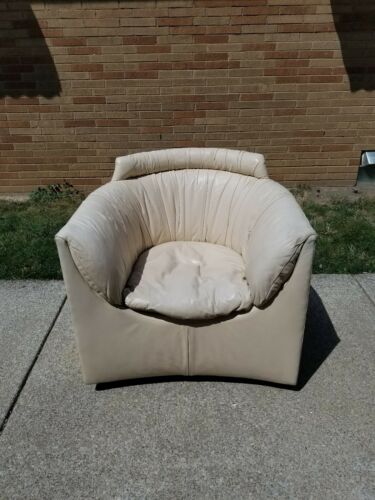 John Saladino Leather Club Swivel Chair for Baker Furniture