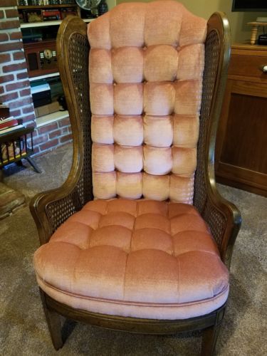 WINGBACK Chair with Cain and Wood Sides, Vintage chairs, Tufted chairs. CHAIRS
