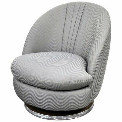 Milo Baughman Silver Gray Swivel Lounge Chair Thayer Coggin Mid-Century Modern