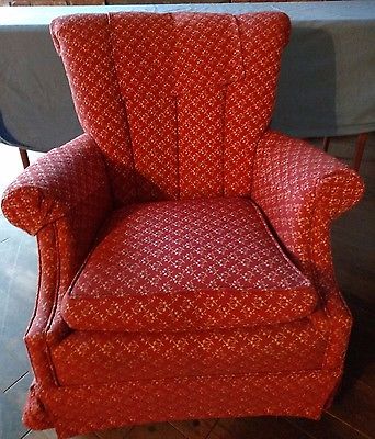 Vintage Seng Chicago Red Floral Upholstered Rocking Chair