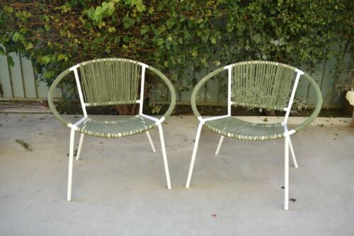 Mid Century Ames Aire Circle Hoop Metal Lawn Patio Chairs