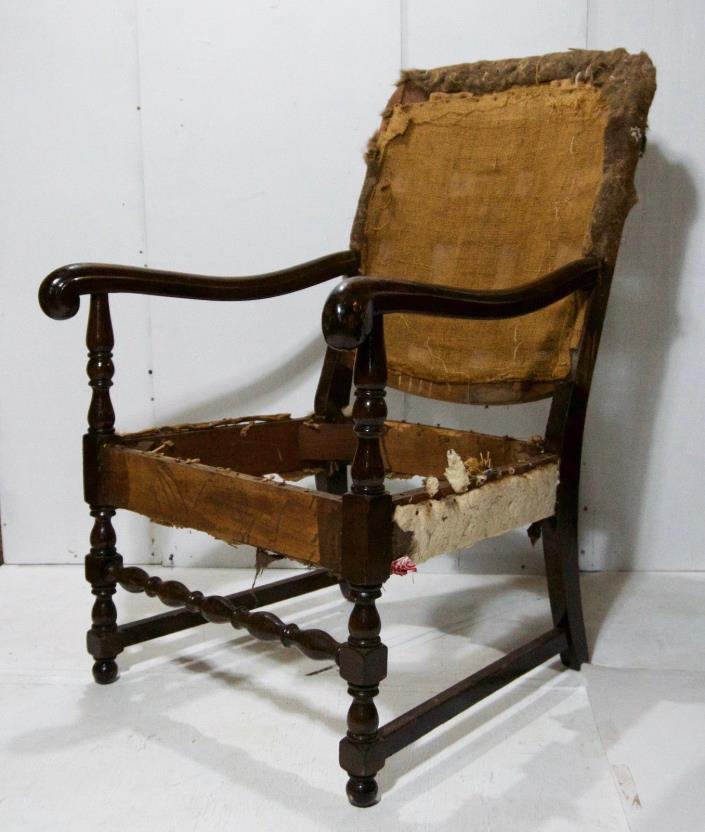 Period William & Mary Chair Armchair 18th Century Scrolled, Turnings, (c.1710)