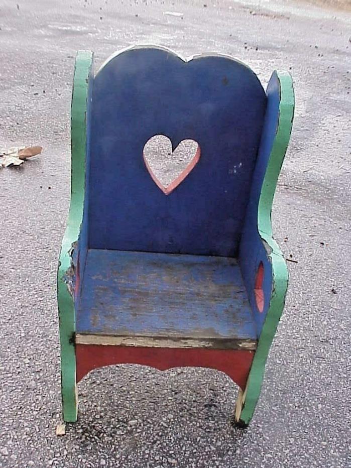 CHILDS WOODEN CHAIR HOMEMADE  INSIDE OR OUTSIDE