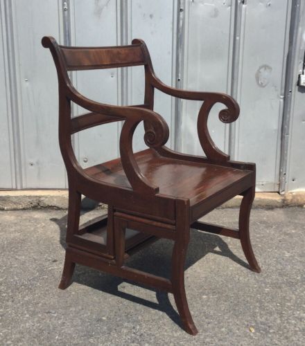 Antique Regency Biomorphic Folding Library Chair