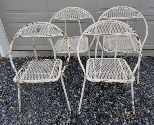 Vtg Wrought Iron Metal Folding Outdoor Chair 30