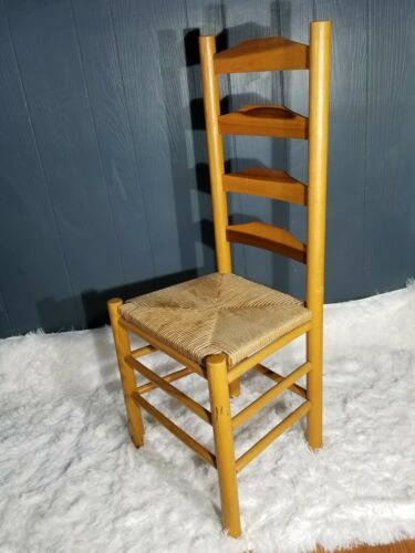 Antique Shaker Style Ladder Back Accent Chair Woven Seat (2 available)